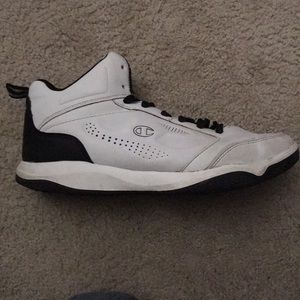Size 9 1/2 white/black champion basketball shoes